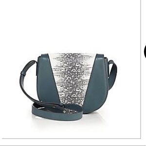 Vince green crossbody snake print bag